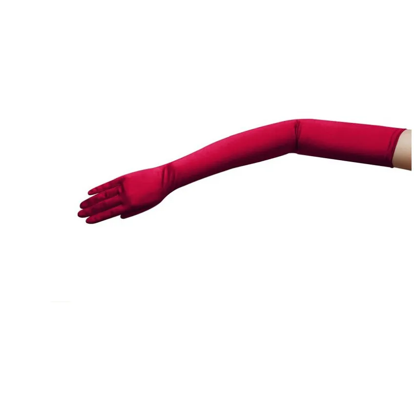 Satin Satin Wedding Gloves Etiquette Gloves Bridal Gloves Sexy Dinner Gloves - Red