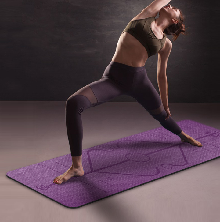 Tpe yoga mat body position line 6mm non-slip environmental protection