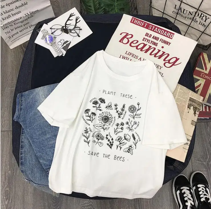 Plant These Harajuku Tshirt Women Causal Save the Bees