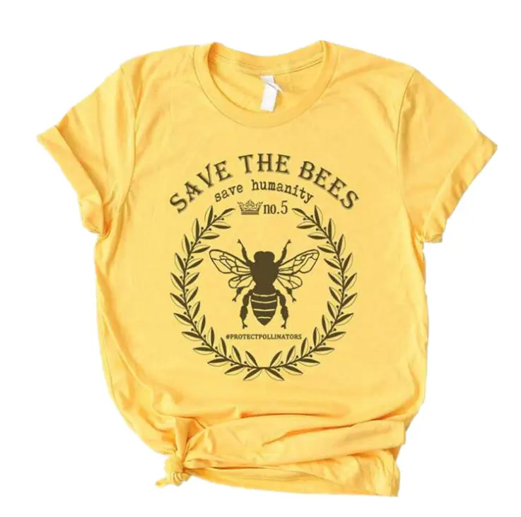 Letter Printed Round Neck Short Sleeve T-shirt