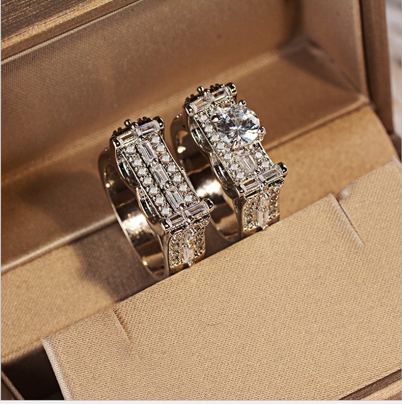 Ebay cross-border supply of hot-selling diamond ring female wish new eight heart and eight arrows simulation engagement ring