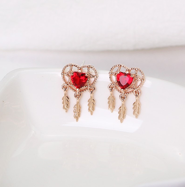 925 silver needle ear nails female temperament Korean personality simple wild zirconia peach heart earrings love girl heart earringsMaterial: Alloy / Silver Plated / Gold Plated Pattern: Love