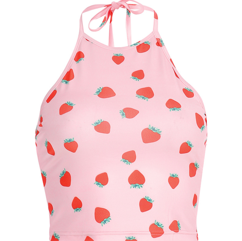 Europe and the United States summer ins foreign trade explosions women's new strawberry print hanging neck lace vest female