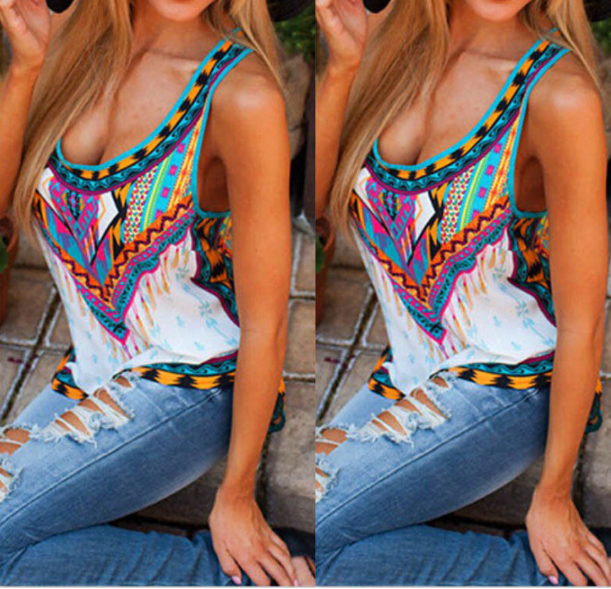 Spot AliExpress eaby2016 summer hot sling printing vest foreign trade original single sleeveless shirt