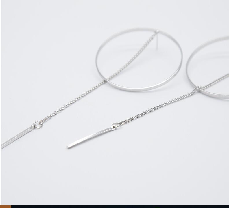 Japanese and Korean style simple temperament ring tassel pendant earrings long women's earrings earrings