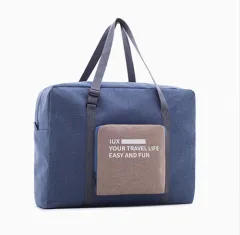 Portable collapsible large-capacity travel bag waterproof handbag luggage bag storage bag - Blue - View 1