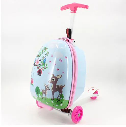 Children's trolley bag scooter trolley case suitcase luggage suitcase bag student trolley luggage box - Pink