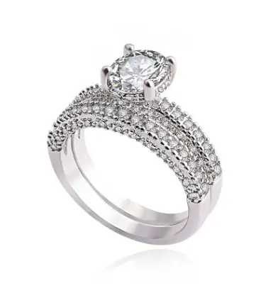 Zircon full diamond ring ring Rose gold plated engagement ring strip or tail ring