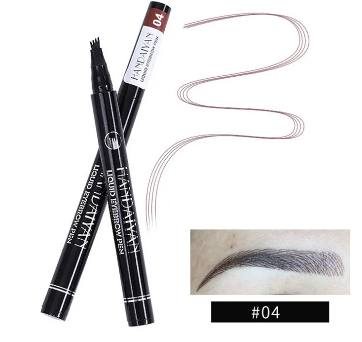 Microblading Eyebrow Pencil Waterproof Fork Tip Tattoo Pen Tinted Fine Sketch Eye Brow Pencils Long Lasting Eyebrows - 04 Chocolate Color