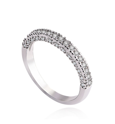Zircon full diamond ring ring Rose gold plated engagement ring strip or tail ring