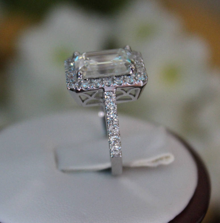 New 3.5 Carat Simulation Diamond Rectangular Princess Ring Female Fashion Engagement Ring