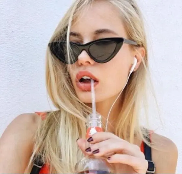 Korean version of the retro retro Harajuku cat eye sunglasses female triangle hip hop European and American net red sunglasses female ins glasses ... - Shop at LoveMi