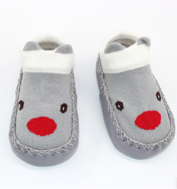 Cartoon baby non-slip shoes in Gray fawn