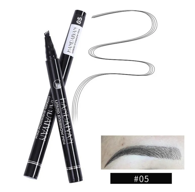 Microblading Eyebrow Pencil Waterproof Fork Tip Tattoo Pen Tinted Fine Sketch Eye Brow Pencils Long Lasting Eyebrows - 05 Black
