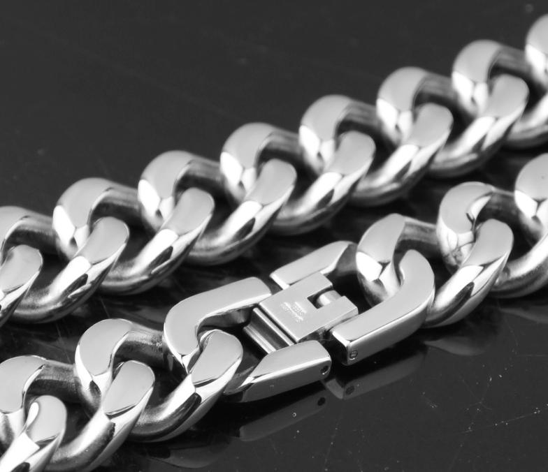 Men's stainless steel denim necklace