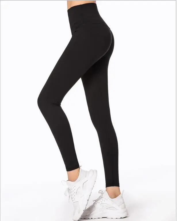 High waist tights sports pants women's running fitness pants quick drying nine pants high elastic yoga pants Black2 - Shop at LoveMi