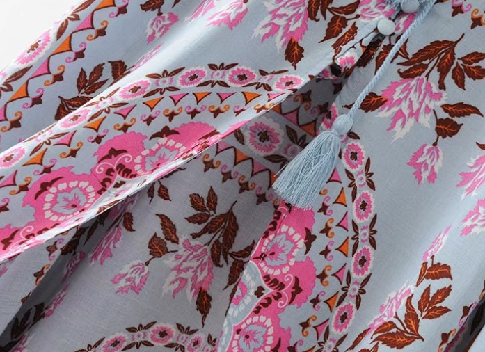 Spring and summer new European station positioning print long dress ladies print skirt