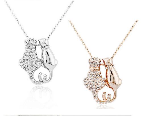 Lovers Couple Cats Pendant Necklace