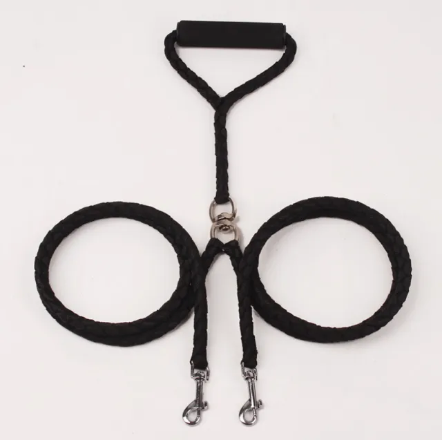 Pet Hand knitted Traction Wear resistant Dog Leash Double ended Hand knitted Braided Rope Outdoor Dog Leash Black - Shop at LoveMi