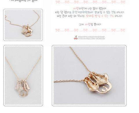 Lovers Couple Cats Pendant Necklace