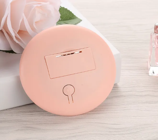 New charging portable smart beauty mirror HD makeup mirror LED portable light mirror light makeup mirror with light - Pink Battery