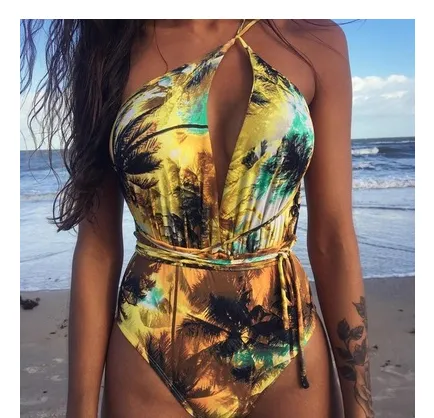 One Piece Swimsuit Backless Monokini Swimwear Women - M-M