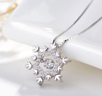 South Korea S925 Sterling Silver Diamond Pendant all-match simple temperament smart Snowflake Necklace female silver jewelry factory direct