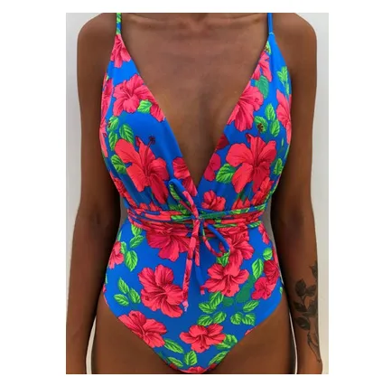 One Piece Swimsuit Backless Monokini Swimwear Women - E-L