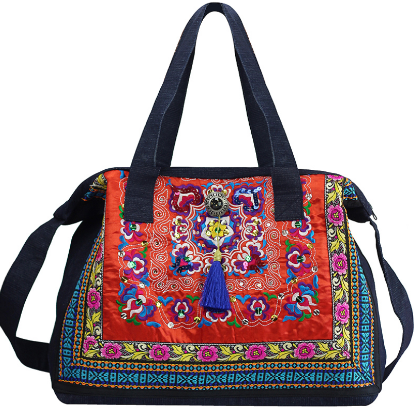 National style retro Chinese style embroidery shoulder bag Messenger bag cowboy national bag female bag red lovers