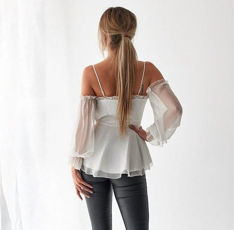 Sling long sleeve chiffon dot vest women's clothing