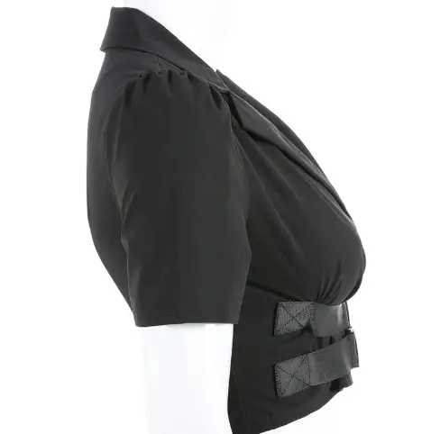 School bag buckled navel crop top