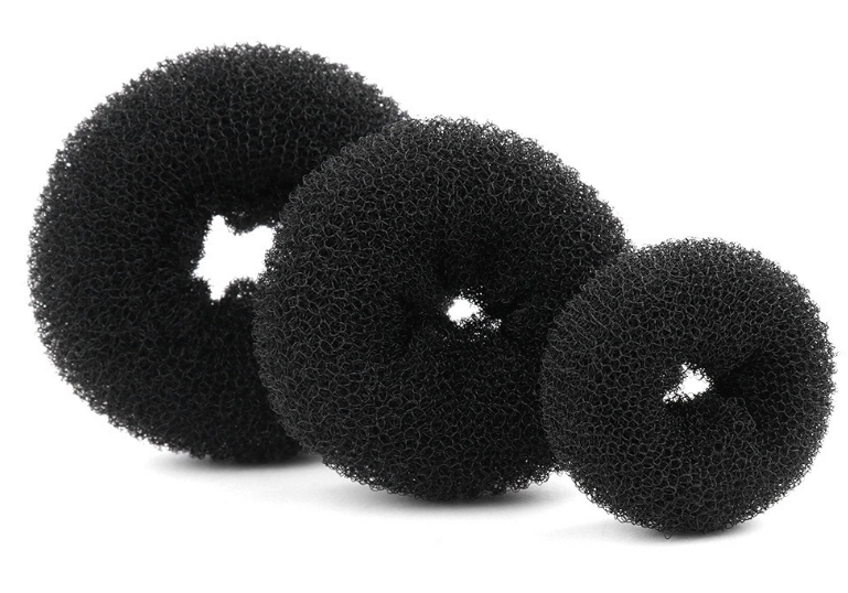 Foreign trade hair accessories manufacturers New donut flower taro hairdressing tools Variety balls head hair Black 3Pcs - Shop at LoveMi