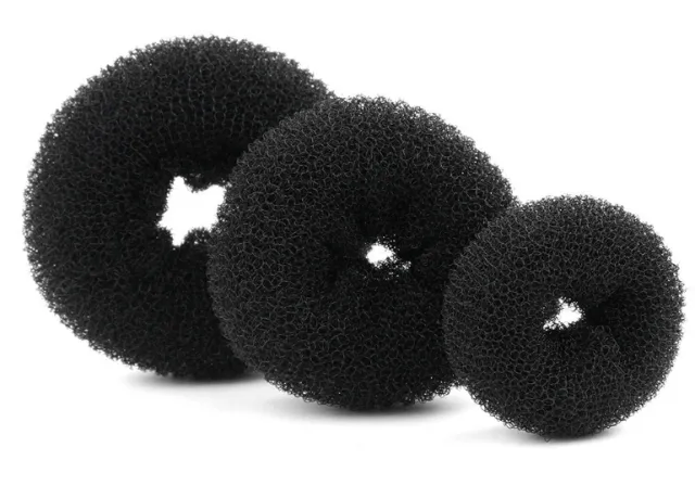 Foreign trade hair accessories manufacturers New donut flower taro hairdressing tools Variety balls head hair Black 3Pcs - Shop at LoveMi