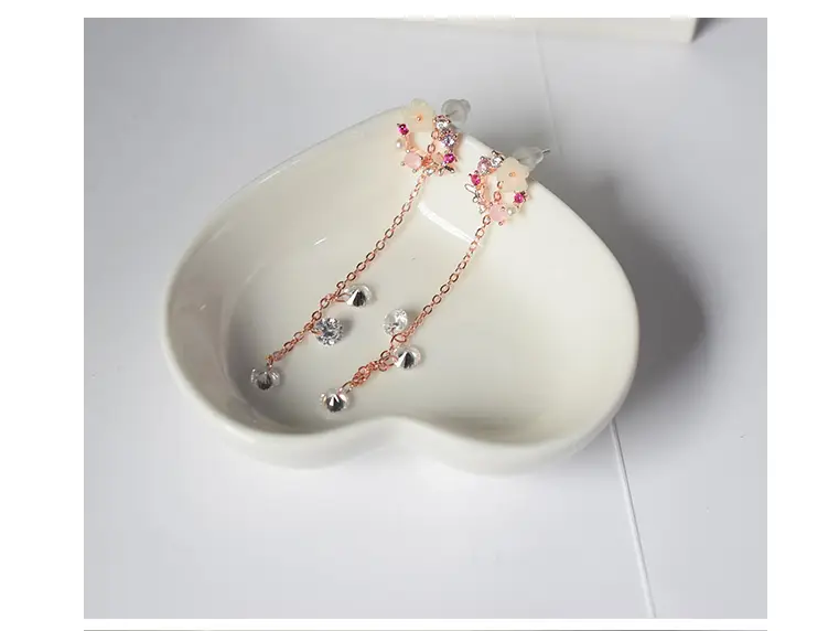 Flower shell fringed circle rhinestone long female temperament exaggerated earrings earrings earrings new