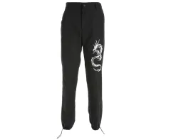 Explosion models women's new trend embroidery dragon-shaped casual pants - Black - View 1