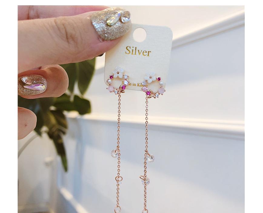 Flower shell fringed circle rhinestone long female temperament exaggerated earrings earrings earrings new