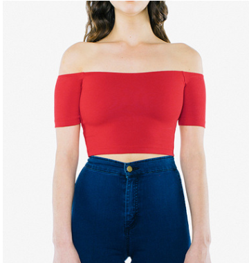 One-neck collar with navel short sleeve