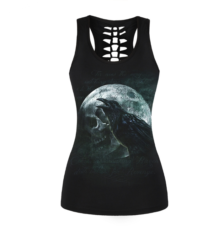 3D digital printing hollowwork vest vest slim backless top