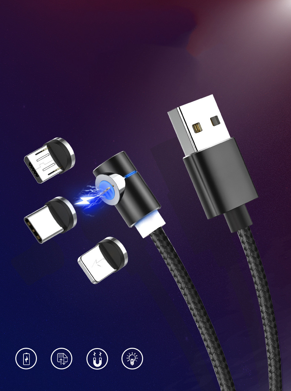 Магнитный кабель Светодиодный магнитный кабель для зарядного устройства USB-кабель и USB Type-C USB C