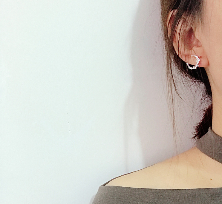 Sailor Moon ~~s925 Sterling Silver Moon Zircon Stud Earrings Elegant and delicate fashion earrings female