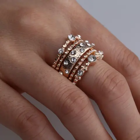 Jewelry Rose Gold Stackable Diamonds Set of Five Sets