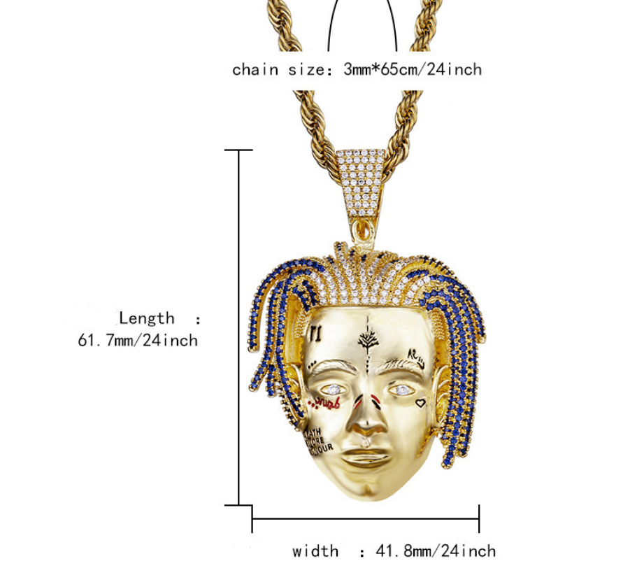 European And American Hip Hop Singer  Pendant Micro Inlaid Zircon Personality Hiphop Necklace Jewelry