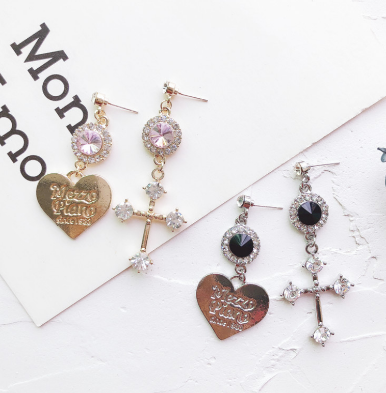 Baroque Cross Love Diamond Stud Earrings Earrings Earrings