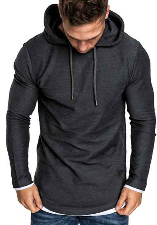 Ou code autumn and winter new fashion popular stitching fake two-piece hooded men's pullover sweater