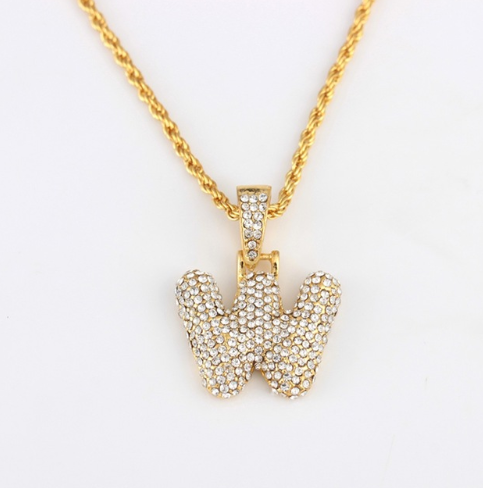 Personality hip hop letter necklace fashion trend 26 letter pendant