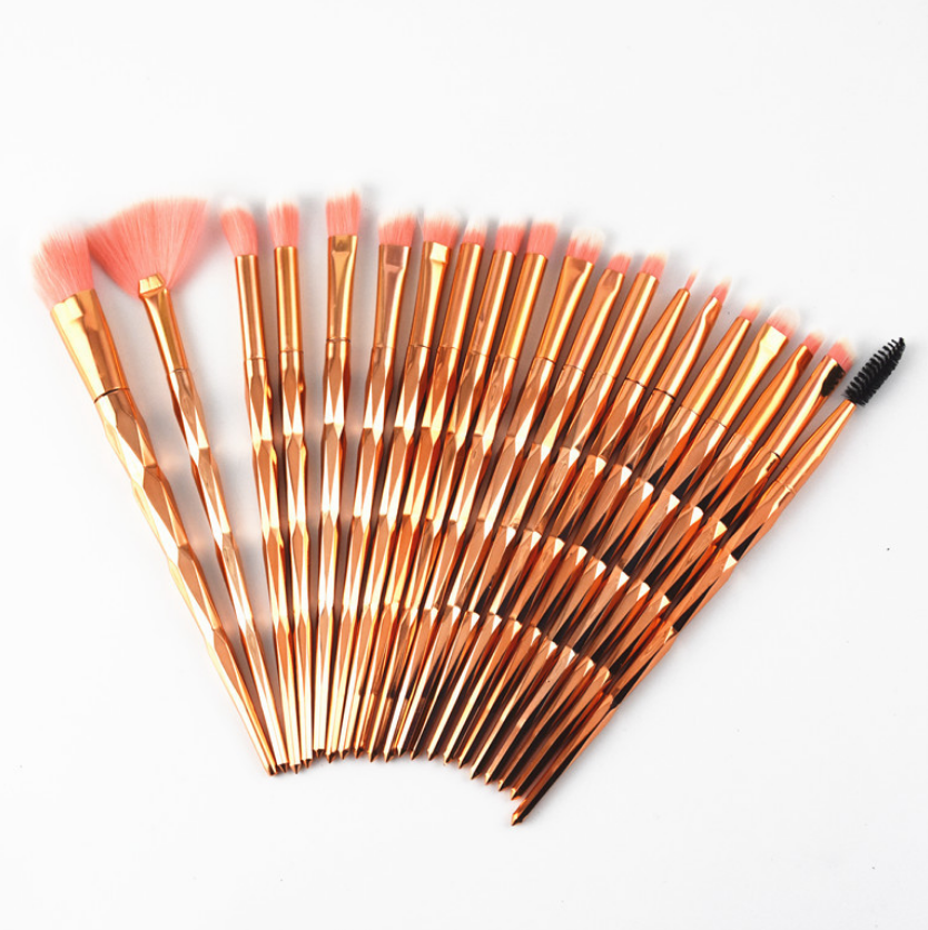 20 fiber eye group suit multicolor eye shadow set brush plating plastic handle beauty tools Rose Gold - Shop at LoveMi