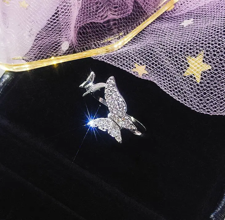 Butterfly Opening Red Tide Atmospheric Personality Student Chic Minimalist Index Ring Cold Wind Ring Female