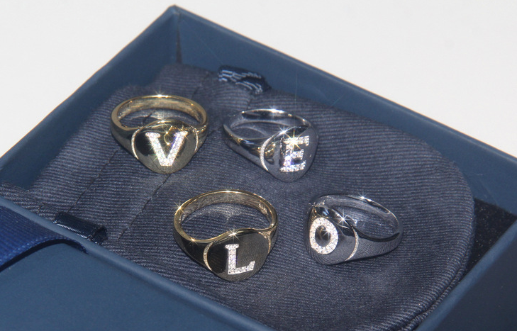 Europe and the United States big s925 sterling silver couple ring English letter ring personalized jewelry birthday gift custom lettering