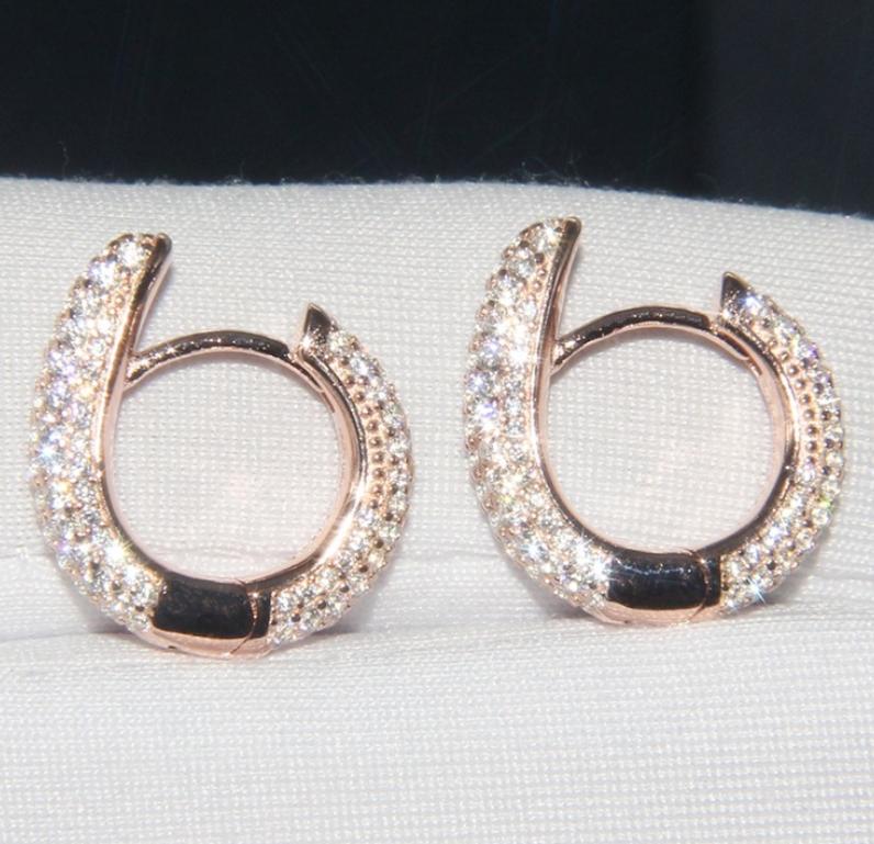 Europe and the United States big s925 pure silver earrings ladies inlaid diamond ear ring simple