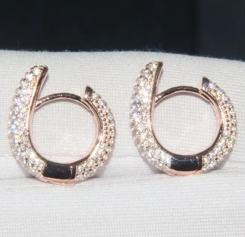 Europe and the United States big s925 pure silver earrings ladies inlaid diamond ear ring simple